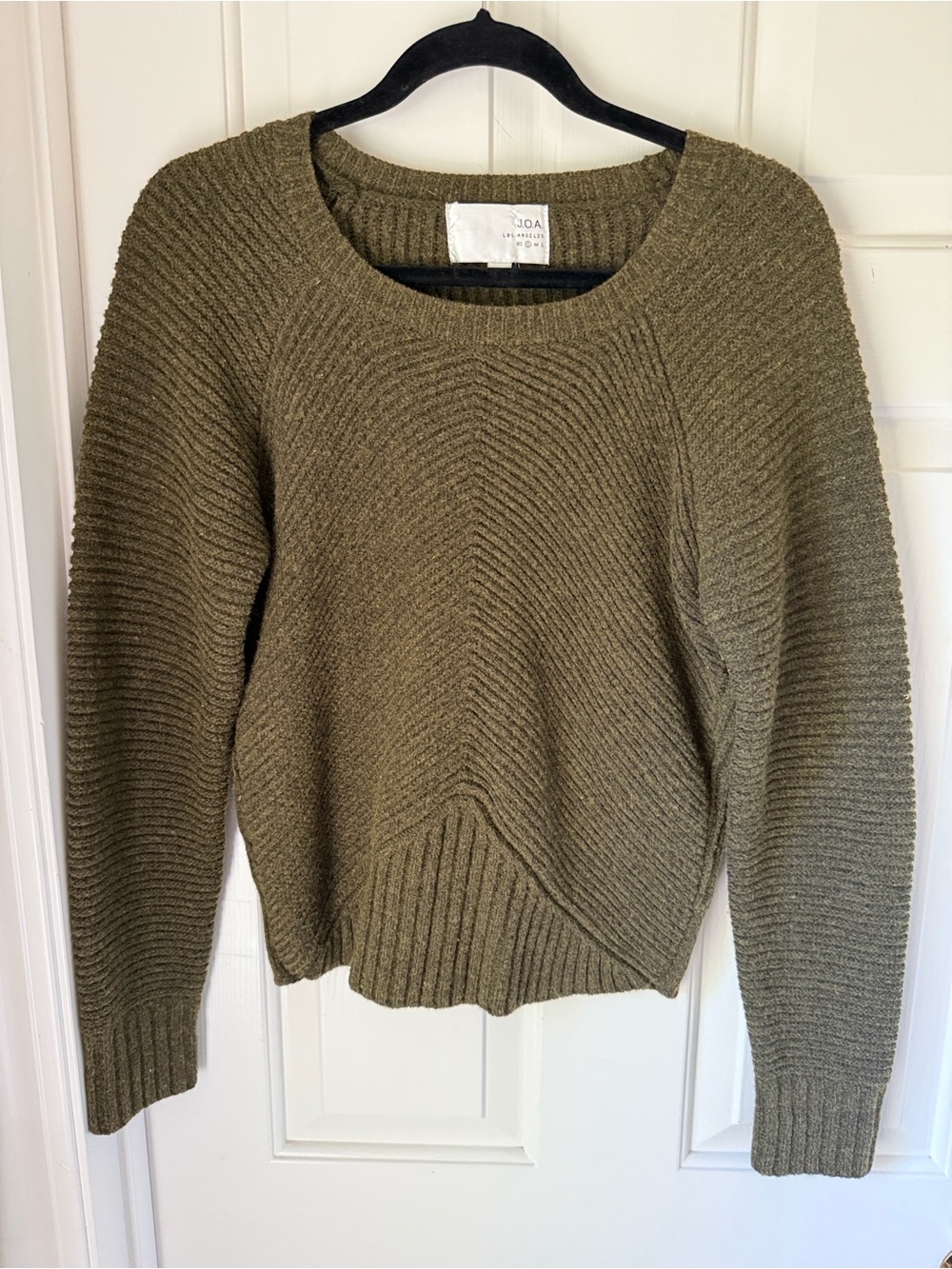 J.O.A. Olive Green Ribbed Wool/ NylonWomen's Sweater, Small